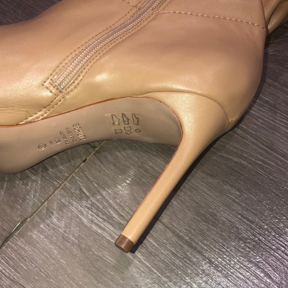 SCHUTZ Ashlee Slouch Tan Leather Over-the-Knee Stiletto Boots New - Picture 4 of 11